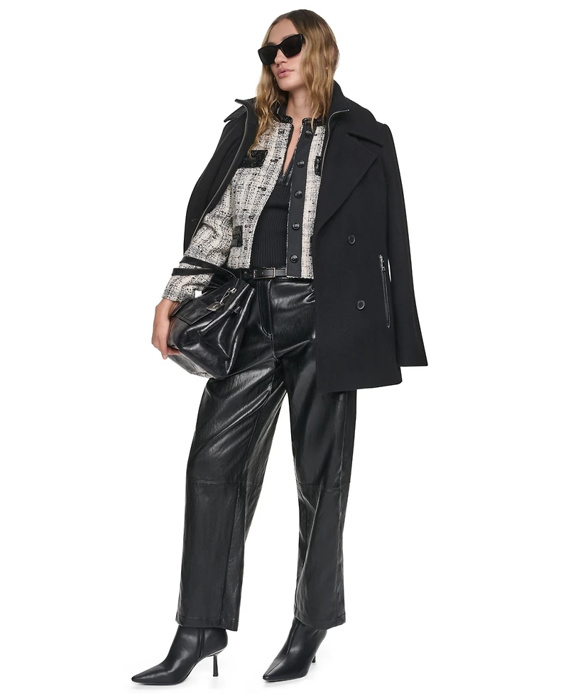 Dkny Women's Double-Breasted Long-Sleeve Peacoat