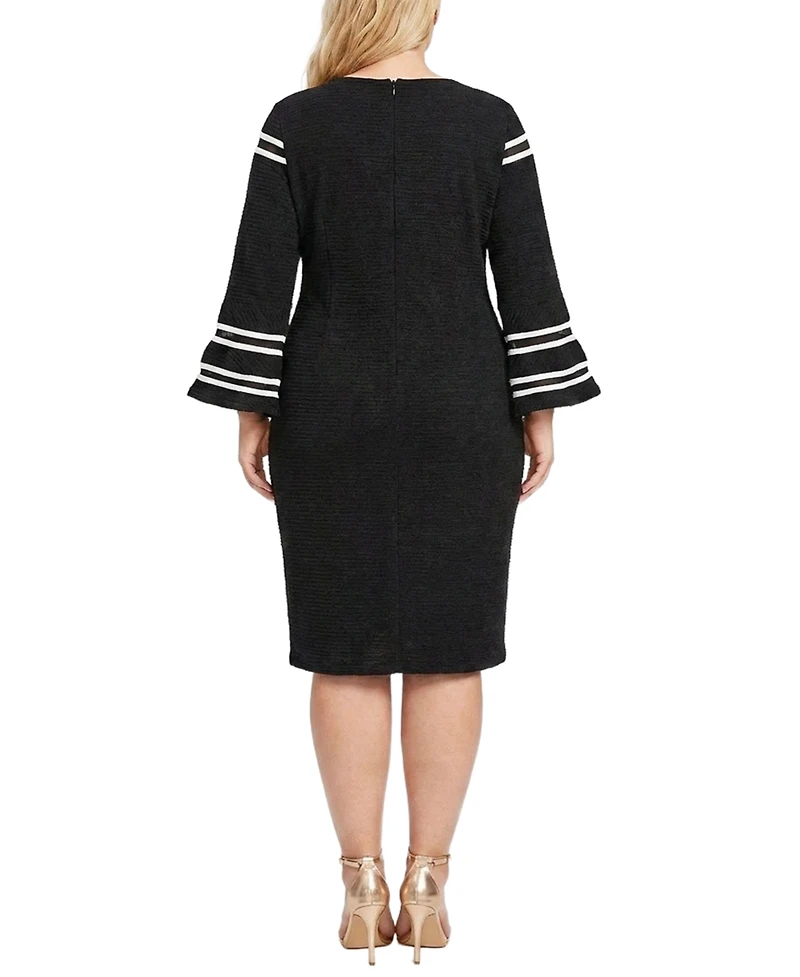 Ny Collection Plus Bell-Sleeve Dress with Mesh Insets