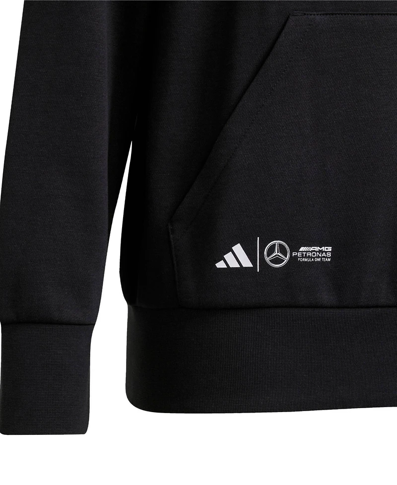 Adidas Big Boys and Girls George Russell Black Mercedes-amg Petronas F1 Team Driver Wear Graphic Pullover Hoodie