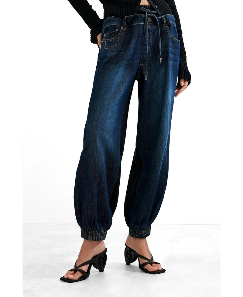 Desigual Women's High-Waisted Cotton-Blend Denim Joggers