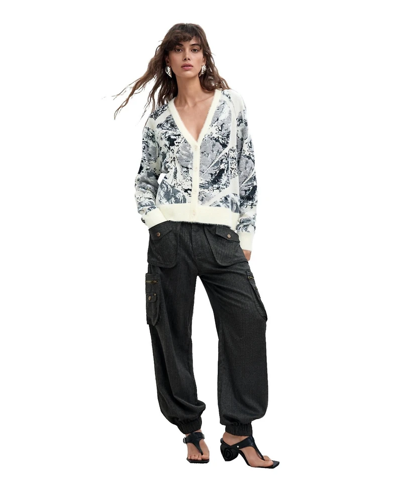 Desigual Women's M. C. Lacroix Floral-Print Jacquard Button-Front Cardigan
