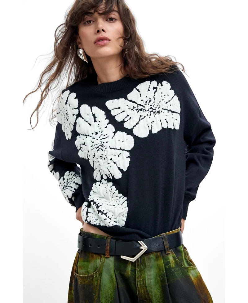 Desigual Women's M. C. Lacroix Jacquard Floral Sweater