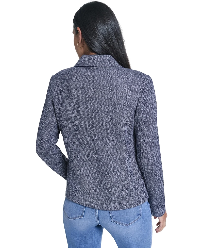Nautica Women's Marled Band Double-Breasted Jacket