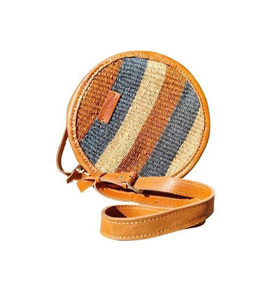 Sawa Sawa Earth Tone Round Handmade Sisal Crossbody Bag