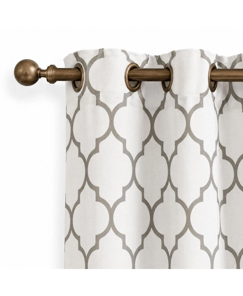 Kate Aurora Extra Long Fallon 2 Piece Sheer Lattice Design Grommet Top Window Curtain Panels - 112 in.