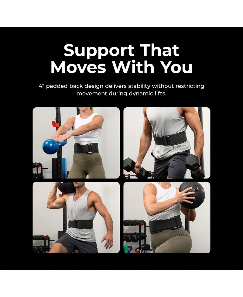 Sunny Health & Fitness Heavy-Duty 4" Nylon Weightlifting Belt with Back Support & Adjustable Fit for Strength Training