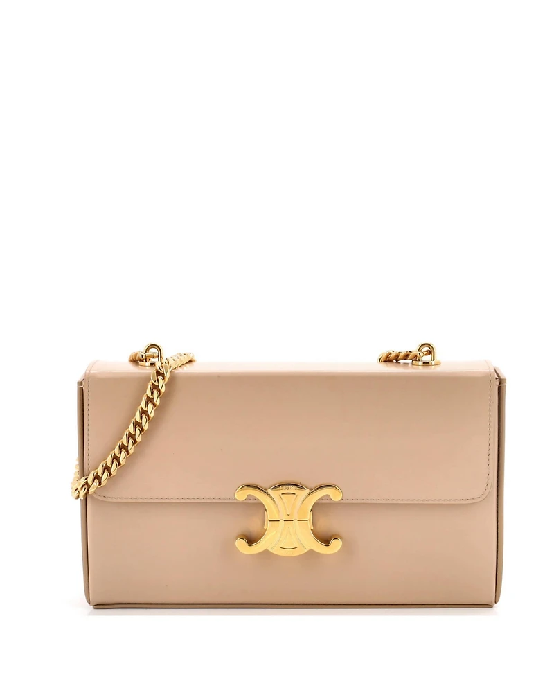 Pre-Owned Celine Triomphe Box Chain Shoulder Bag Leather