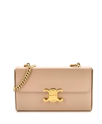 Pre-Owned Celine Triomphe Box Chain Shoulder Bag Leather
