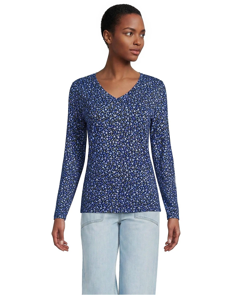 Lands' End Women's Tall Supima Cotton Long Sleeve V-Neck T-Shirt