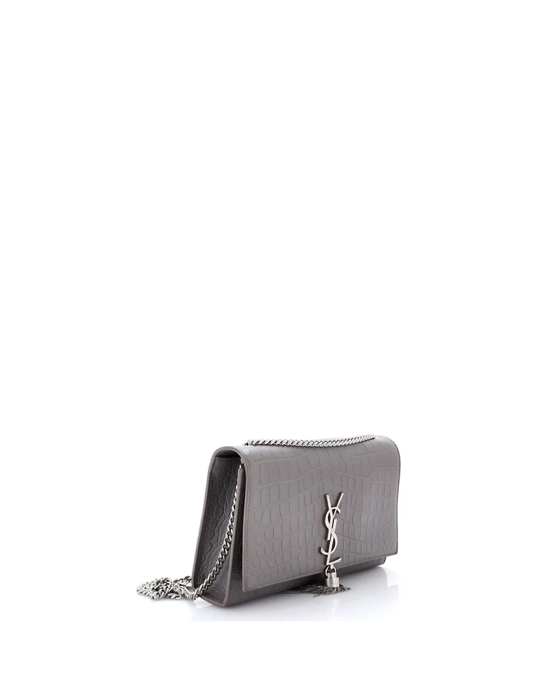 Pre-Owned Saint Laurent Medium Classic Monogram Tassel Crossbody Bag Embossed Leather