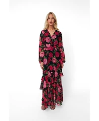 Cras Women's Love Floral Long-Sleeve Tiered Maxi Dress