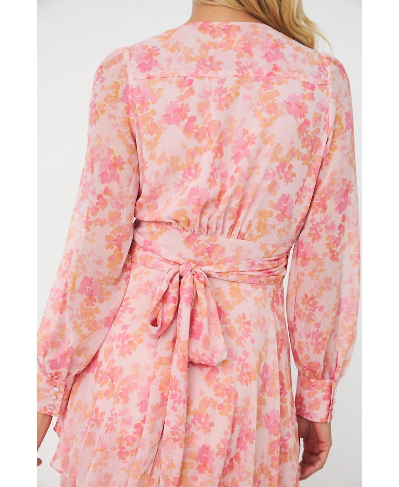 Cras Women's Romance V-Neck Long-Sleeve Floral-Print Maxi Dress
