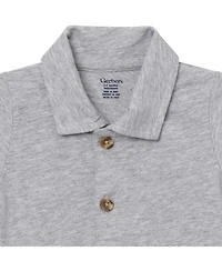 Gerber Baby Boys ( New Born To 18 M ) Polo Bodysuit Heather,