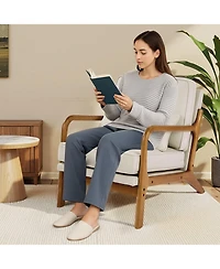 Slickblue Modern Upholstered Armchair with Wood Legs and Thick Cushion Seat