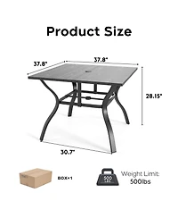 Clihome 5 Piece Patio Dining Set, Wood Grain Table with Umbrella Hole and 4 Stackable Textilene Chairs