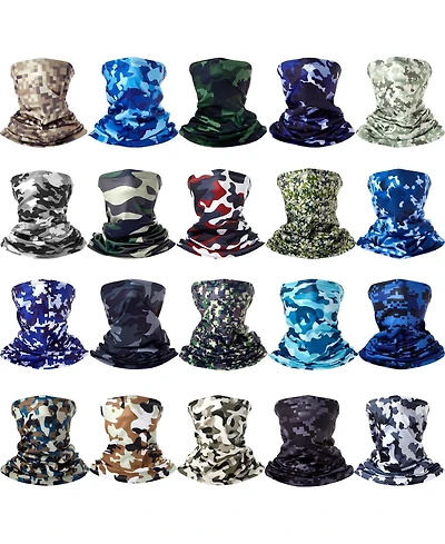 Piscifun 20 Pack Neck Gaiter Breathable Uv Protection Face Mask Outdoor Head Wrap Scarf
