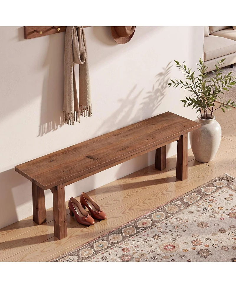 Tribesigns 55 Inch Solid Wood Dining Bench,Farmhouse Dining Room Bench