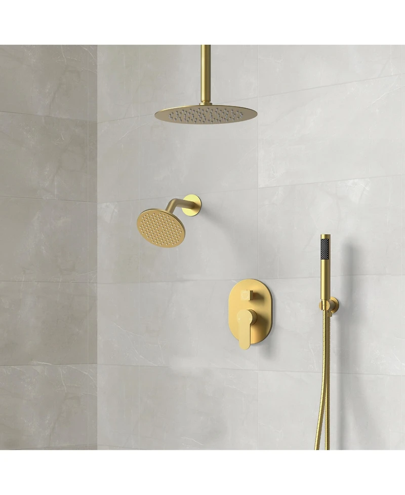 Everstein Ceiling Mount High-Pressure Rainfall Shower Faucet Dual Showerheads System with Rough-in Valve Handheld