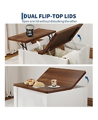 gaomon Farmhouse Square Coffee Table-Turn over-Top Hidden Storage Compartment, Gas Struts, Drawers, Easy-Clean Walnut Wood Grain