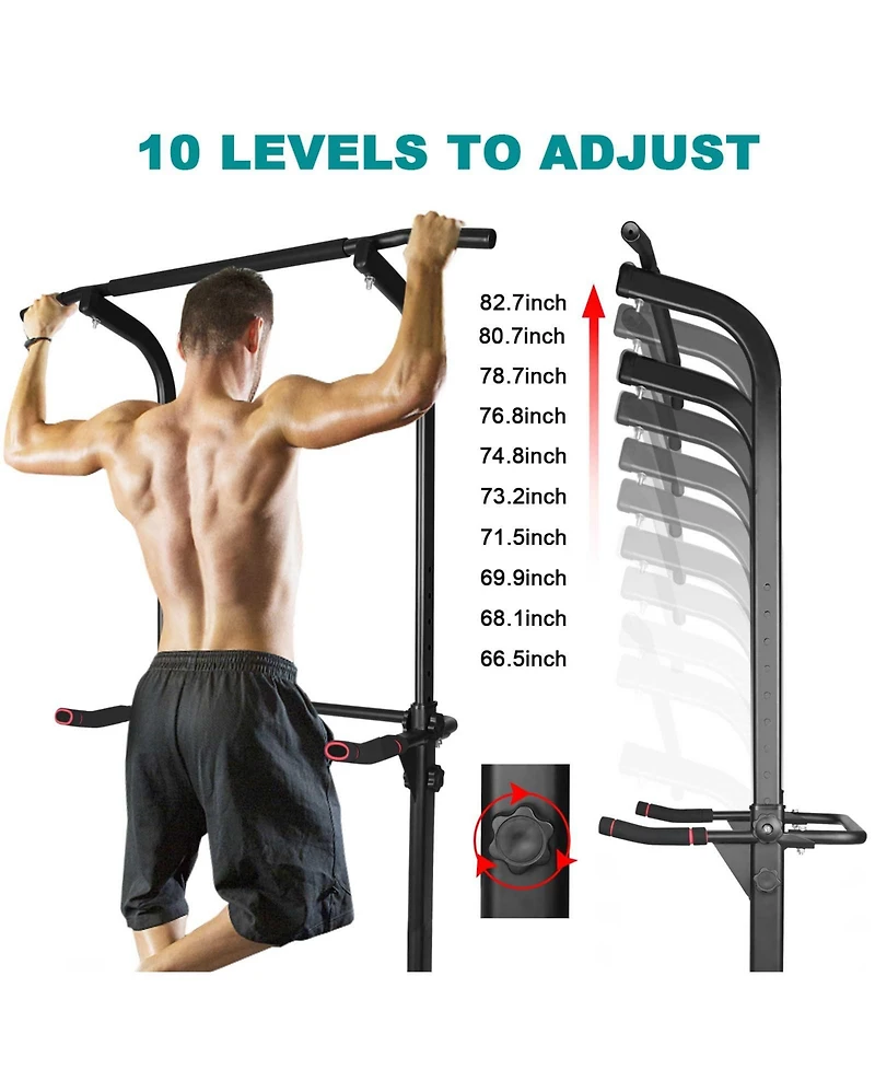 Sevorley Power Tower with Detachable Bench, Adjustable Pull Up Dip Station, Foldable Home Gym Strength Training Equipment