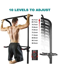 Sevorley Power Tower with Detachable Bench, Adjustable Pull Up Dip Station, Foldable Home Gym Strength Training Equipment