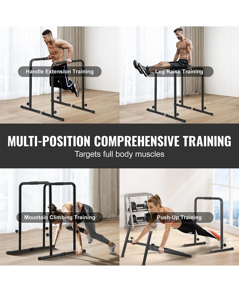 Sugift Heavy Duty Dip Bars 440 lbs Capacity Adjustable Height Parallel Bars for Strength Training