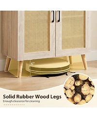 Sugift 5-Tier Rattan Shoe Cabinet with 3 Removable Shelves and 2 Doors
