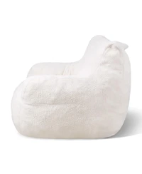 Sugift 3 Feet Bean Bag Chair with Soft Armrests Storage Pocket 25D Memory Foam Teddy Velvet Cover