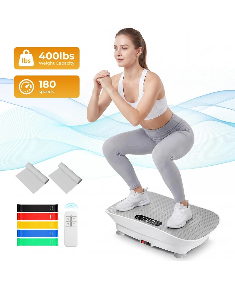Sugift Whole Body Vibration Plate Exercise Machine with Bluetooth, Remote, Resistance Bands, 450lb Capacity