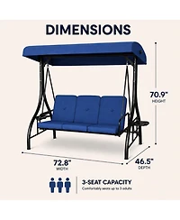 gaomon 3-Seat Outdoor Patio Swing Chair with Canopy and Cushions, Heavy-Duty Steel Frame