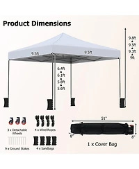 Sugift 9.5 x 9.5 Feet Pop Up Canopy Tent with Adjustable Heights