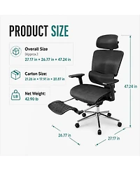 gaomon Fabric Ergonomic Office Chair with Footrest, Adjustable Height and Arms, Split Back, Manual Recline, Home Computer Chair for Adults