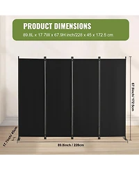 Slickblue Folding Room Divider 4 Panel Fabric Privacy Partition Screen for Office Bedroom Study