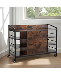 Slickblue 2 Drawer File Cabinet with Lock and Open Storage Shelves