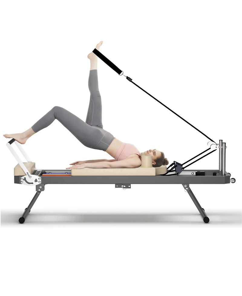 Sevorley Foldable Pilates Reformer Machine with 11 Resistance Options, High-Density Cushion, Smooth Glide Rails, Home Fitness Equipment