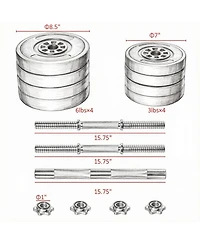 Sevorley 44 lb Adjustable Dumbbell and Barbell Set, 2-in-1 Free Weight Kit with Plates, Connecting Rod and Spin Lock Nuts