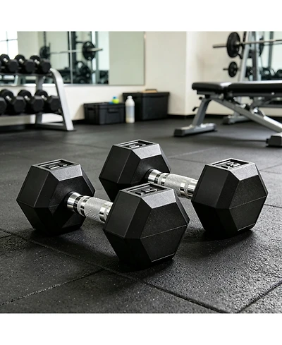 Sevorley 15 lb Rubber Hex Dumbbell Set of 2 with Ergonomic Grip