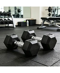 Sevorley 15 lb Rubber Hex Dumbbell Set of 2 with Ergonomic Grip