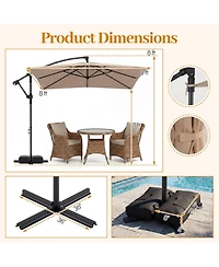 Sugift 8 x 8 Feet Offset Cantilever Patio Umbrella Square Hanging Outdoor Market Umbrella with 360 Rotation