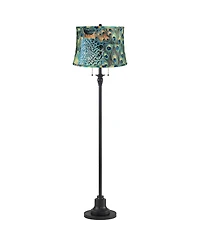 360 Lighting Dyna 58" High and Peacock Drum Shade 2-Light Floor Lamp