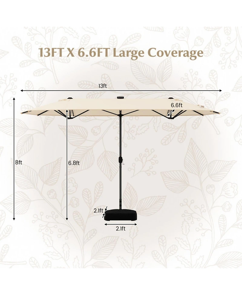 Sugift Double-Sided Patio Umbrella with Solar Lights for Garden Pool Backyard