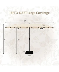 Sugift Double-Sided Patio Umbrella with Solar Lights for Garden Pool Backyard