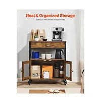 Slickblue 24 Inch Farmhouse Coffee Bar Cabinet with Storage and Wheels