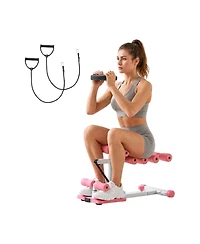 Sugift Adjustable Deep Squat Machine with 3 High-Strength Resistance Bands Folding Home Gym Trainer