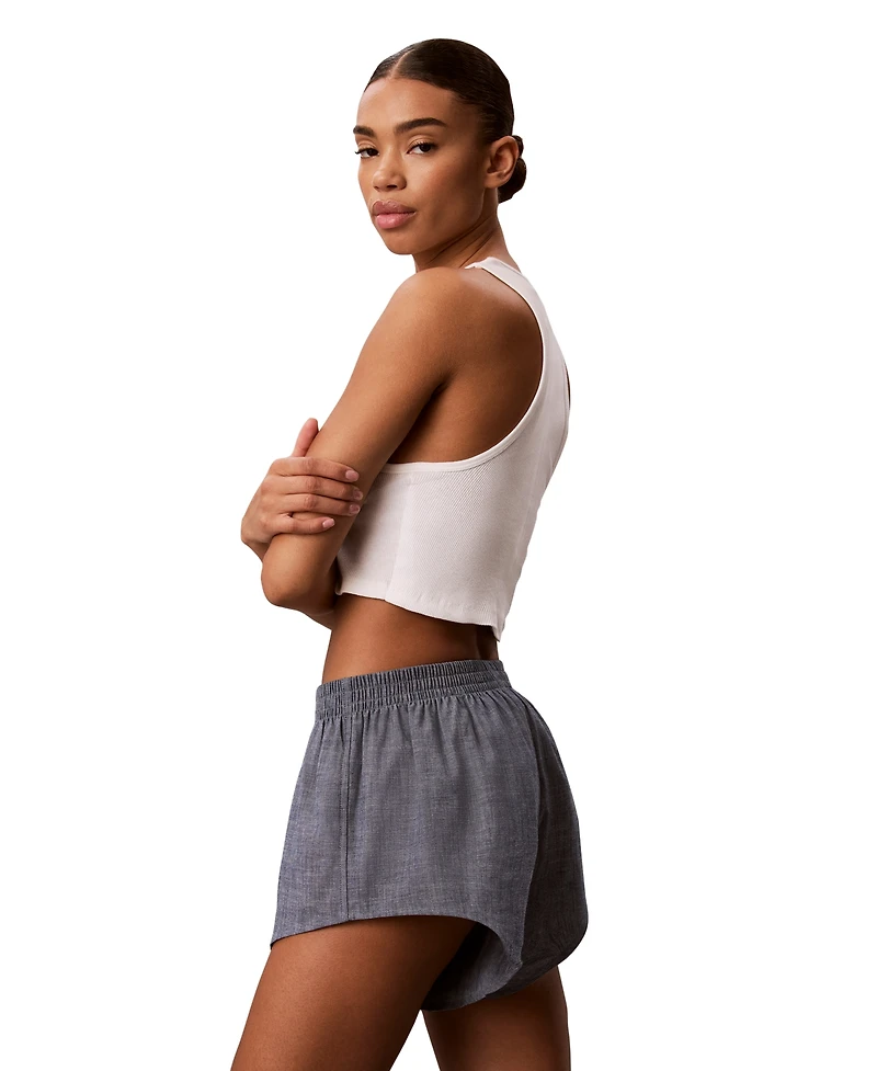 Calvin Klein Women's Chambray High-Rise Pull-On Sleep Shorts