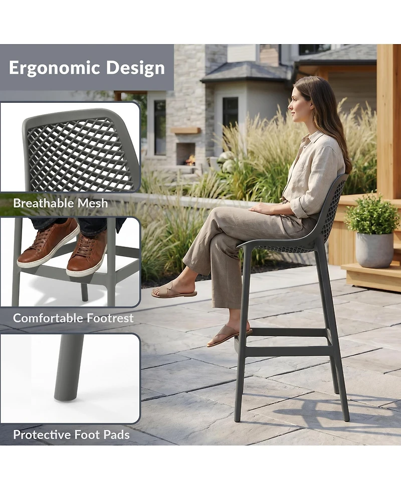 WestinTrends 41.75" Outdoor Modern Polypropylene Plastic Patio Bar Height Stools (Set of 2)