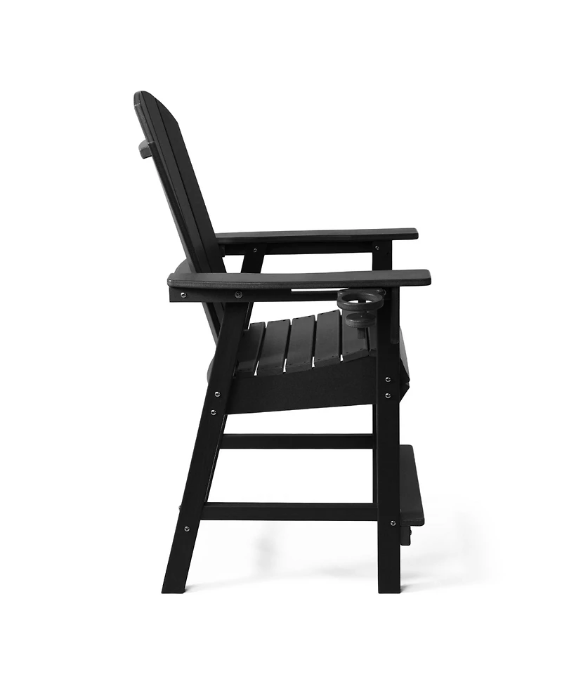 WestinTrends Outdoor Hdpe Tall Adirondack Counter Height Bar Chair With Cup Holder