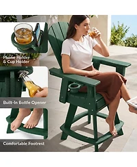 WestinTrends Outdoor Hdpe Adirondack Swivel Counter Height Bar Chair With Cup Holder