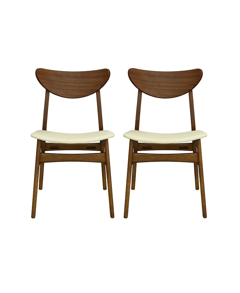 Flynama Set of 2 Rubberwood Leather Dining Side Chairs