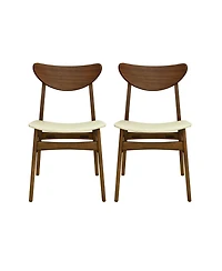 Flynama Set of 2 Rubberwood Leather Dining Side Chairs